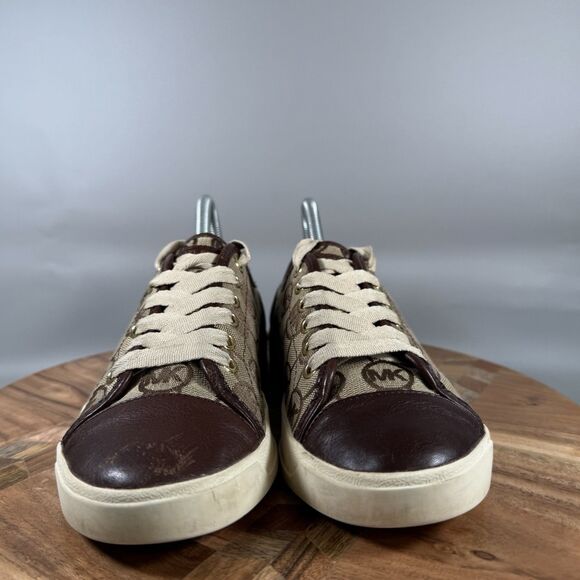 Michael Michael Kors City Sneakers Signature Print Brown Sz 8 - Picture 2 of 8